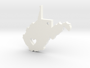 I Heart West Virginia Pendant in White Processed Versatile Plastic