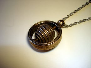 Spinning Top Pendant in Polished Bronzed Silver Steel