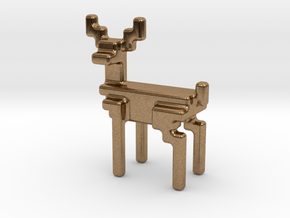 8bit reindeer with rounded corners in Natural Brass