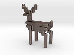 8bit reindeer with rounded corners in Polished Bronzed Silver Steel