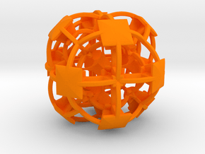 Complex Fractal 50mm V2 in Orange Processed Versatile Plastic