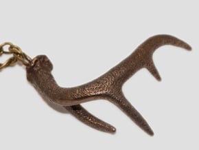 Buck Deer Antler Pendant 30mm A1 in Polished Bronze Steel