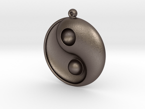 Yin Yang - 6.1 - Earring - Right in Polished Bronzed Silver Steel