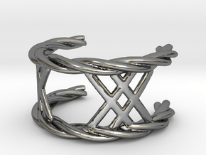 Twisted Lattice Ring (size 13 1/2) in Fine Detail Polished Silver