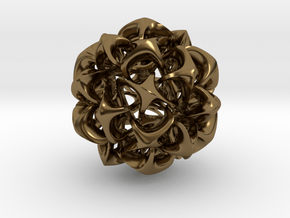 Rhombic triacontahedron II, pendant in Polished Bronze