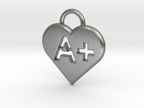 Blood type keychain [customizable] in Natural Silver