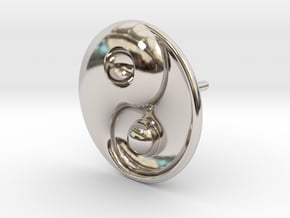 Yin Yang - 6.1 - Stud Earring - Left in Platinum