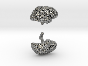 Brain Cufflinks (Two Hemispheres) in Natural Silver