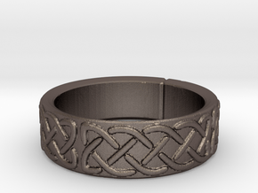 Celtic Knotwork Ring Small in Polished Bronzed Silver Steel
