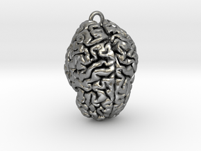 Brain Pendant in Natural Silver