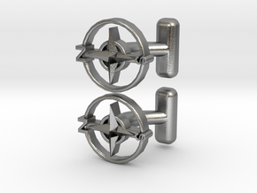 Compass Cufflinks, Part of the NEW Nautical Collec in Natural Silver