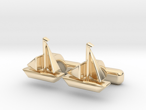 Ship Cufflinks, Part of "Nautical" Collection in 14K Yellow Gold