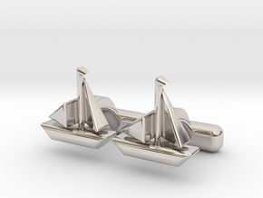 Ship Cufflinks, Part of "Nautical" Collection in Platinum