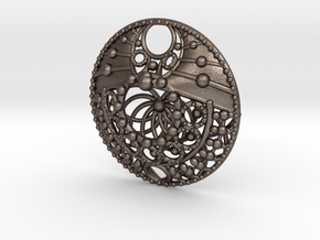 Mandala Pendant  in Polished Bronzed Silver Steel
