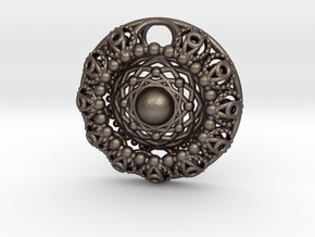 Mandala Pendant in Polished Bronzed Silver Steel