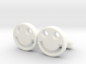 Happy Face Cufflinks, Part of "Fun Loving" Collect in White Processed Versatile Plastic