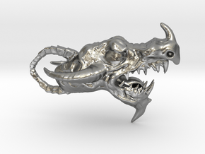 Dragon head pendant in Natural Silver