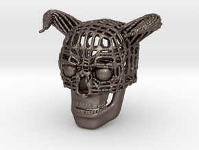 Skull of Devil in Polished Bronzed Silver Steel