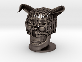 Pen stand of Skull of Devil in Polished Bronzed Silver Steel