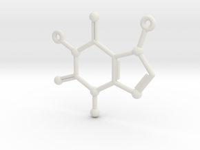 Caffeine Molecule Pendant or Earing in White Natural Versatile Plastic