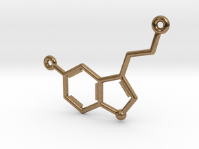 Serotonin Molecule Pendant or Earring in Natural Brass
