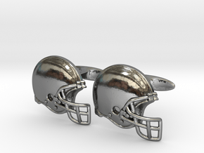 Cufflinks Football helmet  in Fine Detail Polished Silver