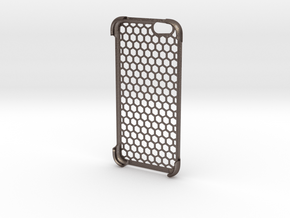 iPhone 6 shell Honeycomb in Polished Bronzed Silver Steel