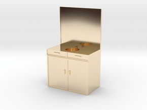 Mini Sink/Vanity for a Mini Bathroom in 14K Yellow Gold