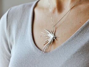 Pendant Necklace / Feather Strike Necklace in Polished Silver