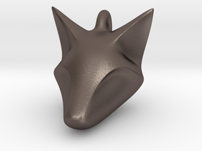 Stylish Fox Head Pendant in Polished Bronzed Silver Steel