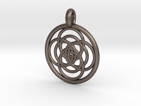 Iocaste pendant in Polished Bronzed Silver Steel
