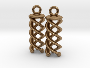 Triple Helix Earrings in Natural Brass