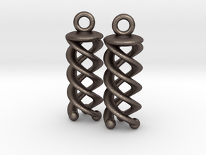 Triple Helix Earrings in Polished Bronzed Silver Steel