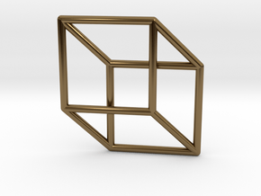 3d 2d Cube Fixed in Polished Bronze