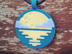 'Moonrise with Clouds' Pendant in Sandstone in Full Color Sandstone