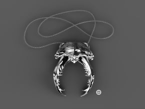 Stag Scarab in Polished Silver