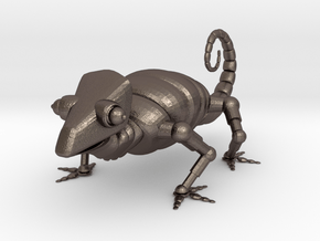 ROBOTIC CHAMALEON in Polished Bronzed-Silver Steel: Extra Small