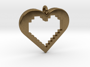 Pixel Heart in Natural Bronze