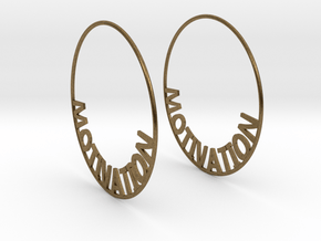 Custom Hoop Earrings - Motivation 60mm in Natural Bronze