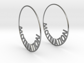 Custom Hoop Earrings - Motivation 60mm in Natural Silver