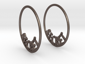 Custom Hoop Earrings - Secret 30mm in Polished Bronzed Silver Steel