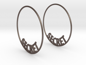 Custom Hoop Earrings - Secret 50mm in Polished Bronzed Silver Steel