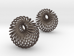 Wired Beauty 6 Hoop Earrings 30mm in Polished Bronzed Silver Steel