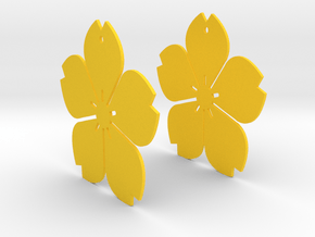 Flowerish 11 Big Earrings 50mm in Yellow Processed Versatile Plastic