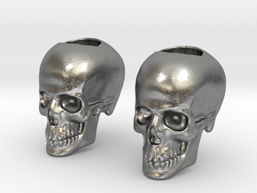 Skull Bead - Doubled in Natural Silver
