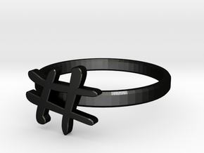 Minimalist Hashtag Ring Size 7 in Matte Black Steel