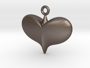 Lady Heart Pendant  in Polished Bronzed Silver Steel