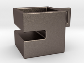 Square coffee cup with Oreo stand in Polished Bronzed Silver Steel