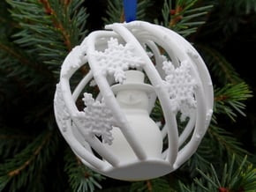 Snowman Christmas Bulb in White Processed Versatile Plastic