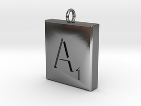 Scrabble Charm or Pendant-A in Polished Silver